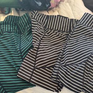 Athleta Striped Leggings - Green and Black